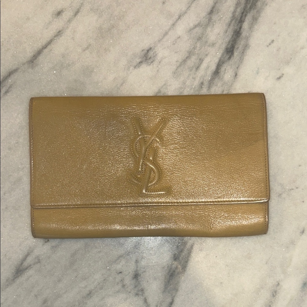 YSL Tan Leather clutch